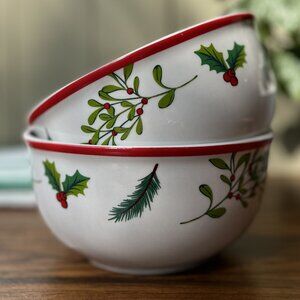 2 Porcelain Bowls Tis the Season Royal Norfolk Christmas Holly